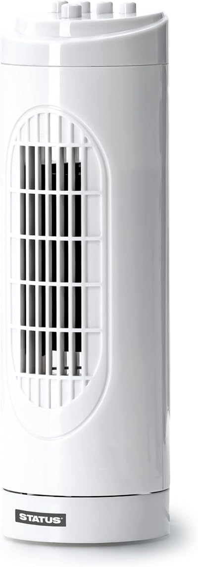 Status 14 Inch Tower Fan with 3 Speed Settings Oscillating Slim White