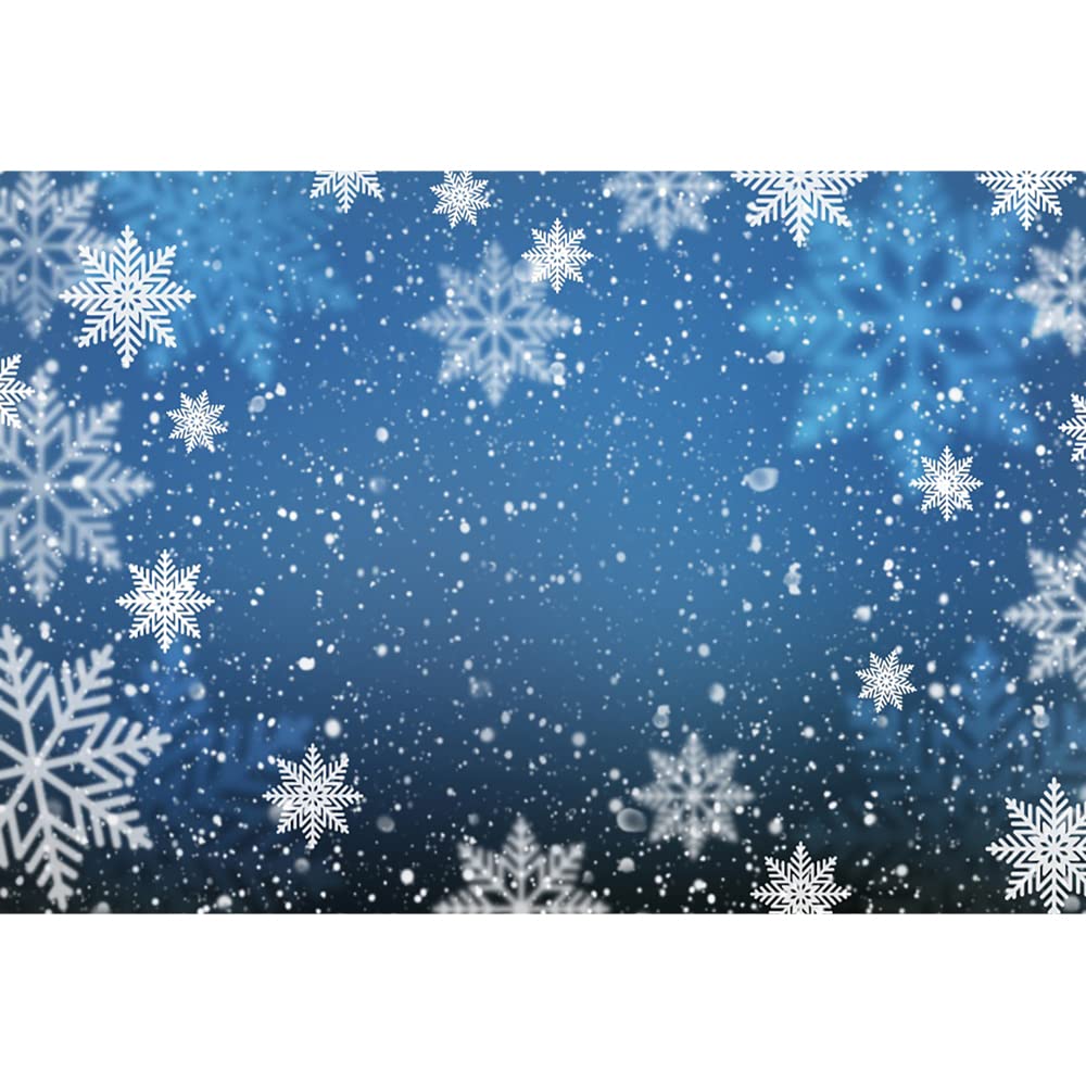 Aoihrraan 2,2x1,5m Winter Snowflake Backdrop White Ice Snow Flakes Snowing Blue Photography Background Baby Shower Family Theme Christmas Party Kids Adult Portrait Photo Studio Props Vinyl Wallpaper