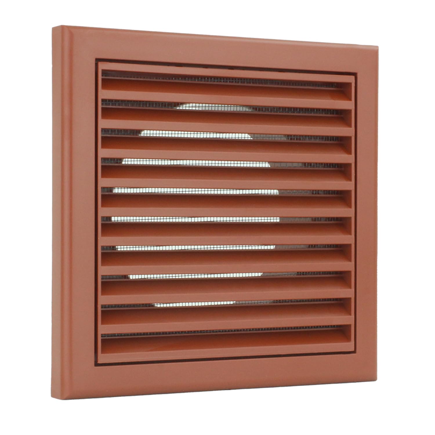 Vents 100mm Terracotta Fixed Blade Vent Grille with Fly Mesh – 155x155mm Diameter Wall or Ceiling Air Vent Cover for Bathroom Ventilation