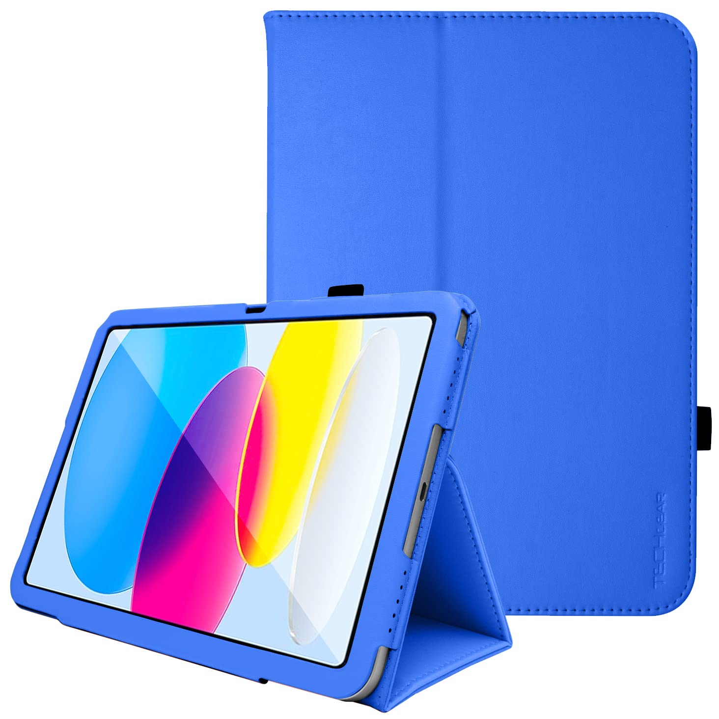 TECHGEAR Leather Case for Apple iPad 11th Gen (2025 A16) & 10th Gen (2022), PU Slim Folio Smart Cover with Stand, Hand Strap, Auto Sleep/Wake, for iPad 11" / iPad 10.9" [Blue] — image 1