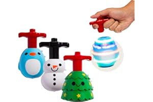 COOL THINGS CORP Light Up Christmas Spinning Tops (3 Pack – Penguin, Christmas Tree, Snowman) – LED Holiday Spinner Toys, Stocking Stuffer, Party Favor, Secret Santa Gift for Kids & Adults