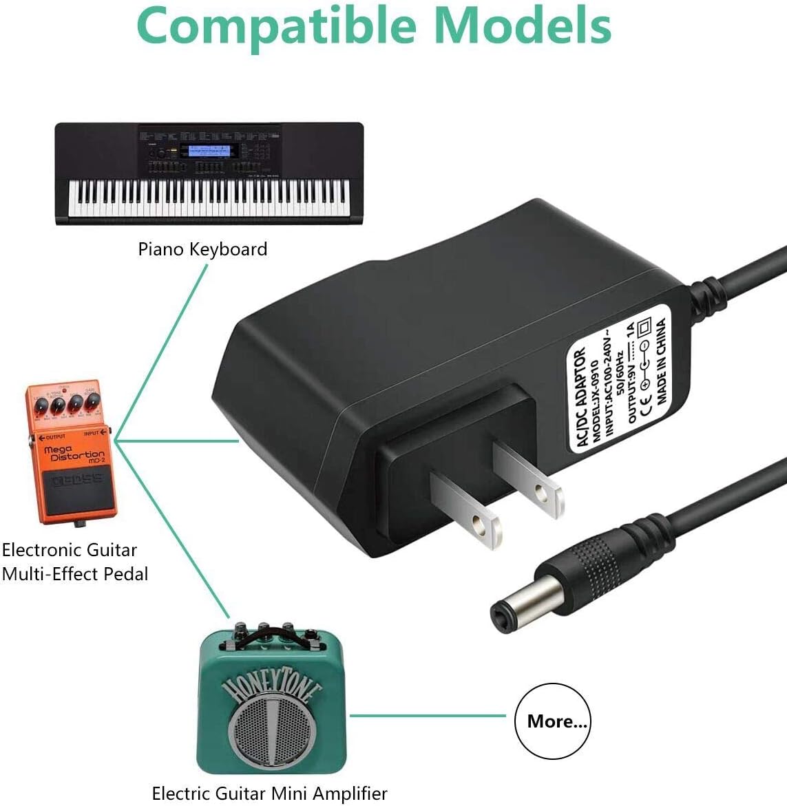9v 1a Guitar Pedal Power Supply Cable Cord For Boss Me 80 Me 70 Me 25