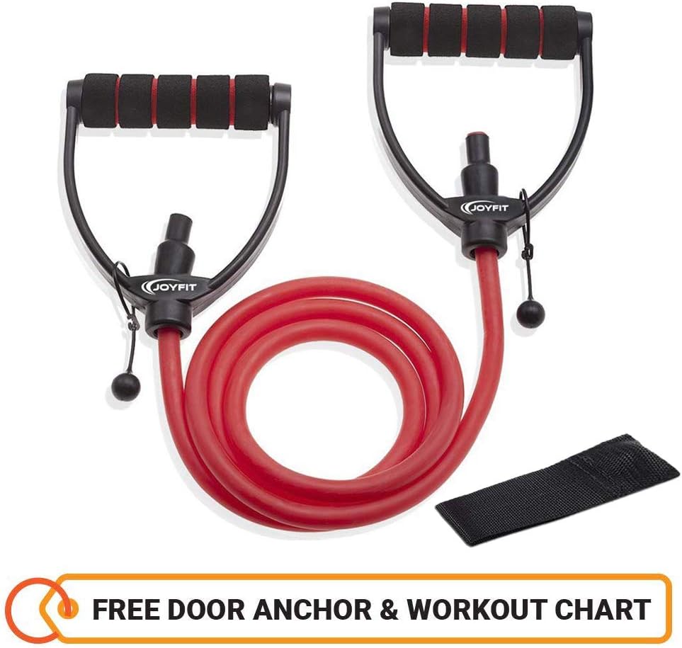 JoyFit - Adjustable Resistance Tube, Toning Tube for Exercise, Workouts, Fitness, Physical Therapy for Men and Women with Exercise Guide