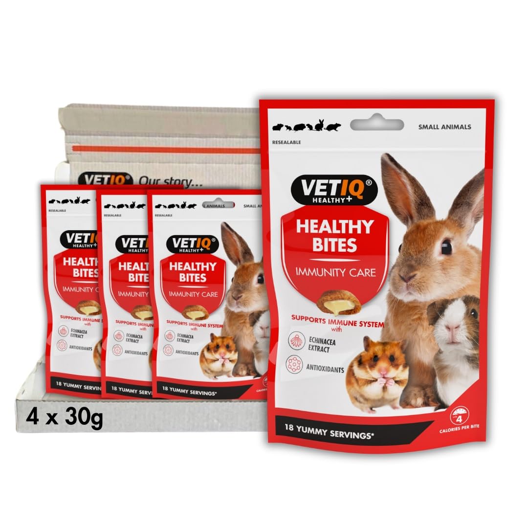 VETIQ Healthy Bites Immunity Care Treats For Small Animals With Echinacea to Help Support the Immune System & Prebiotic Fibre to Support a Healthy Digestion, 30 g (Pack of 4)
