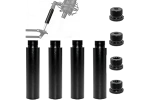 Mic Stand Extension Tube Set 8-Pack – 4 Aluminum Alloy Microphone Extension Rods with 5/8" Thread and 4 Metal Adapters 1/4" &