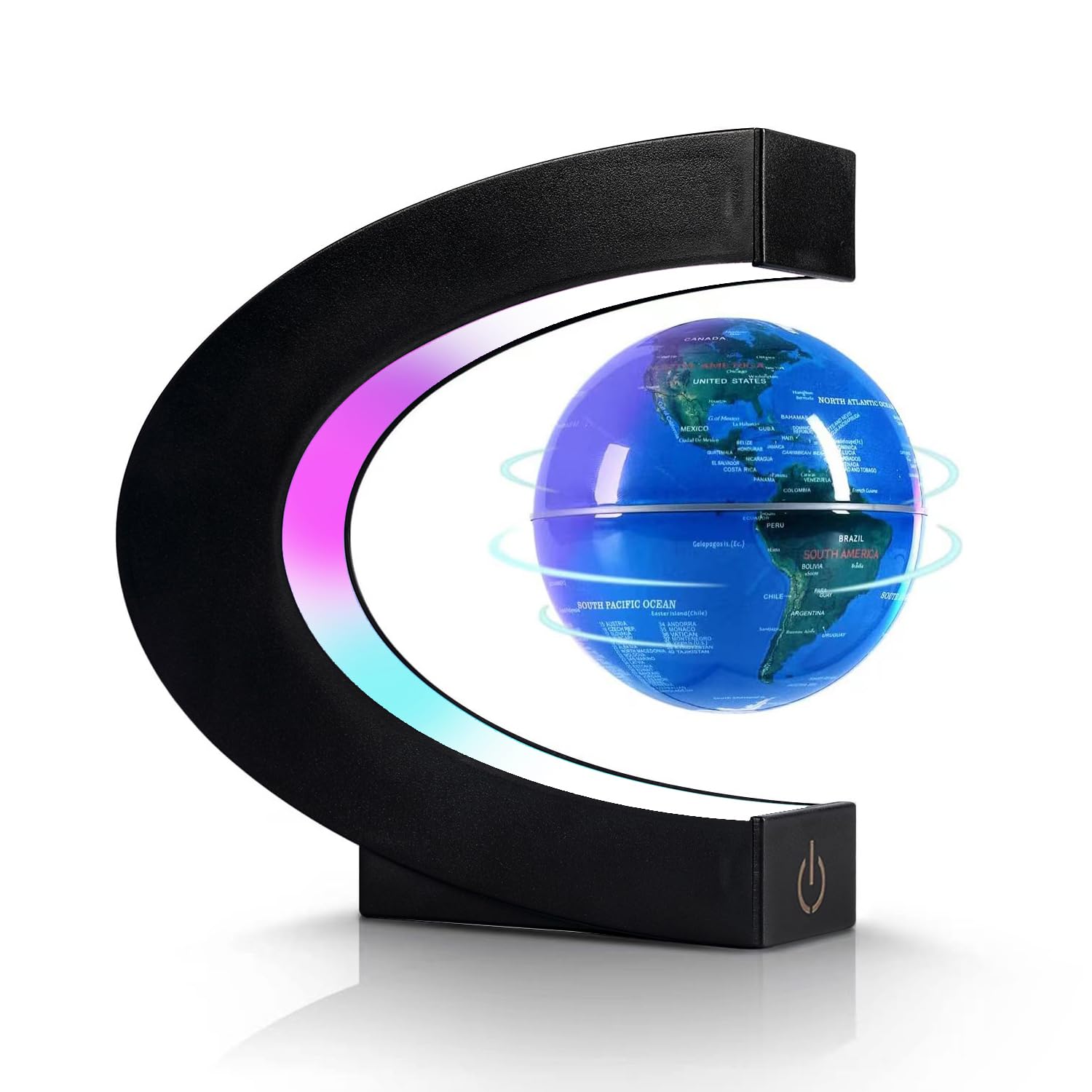 Dracarys Magnetic Levitation Floating Globe, Levitating C Shape with LED Lights Touch Control for Educational Home Office Decor, Anniversary Creative Gift(3.3 Inches Globe)