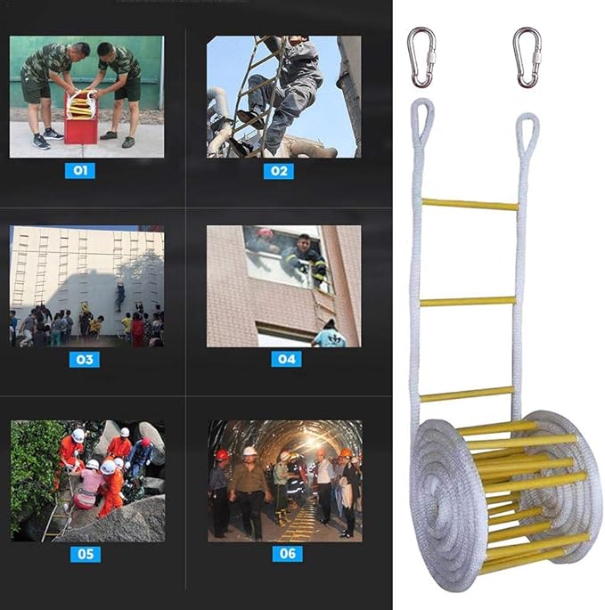 hinffinity Emergency Fire Escape Rope Ladder Flame Resistant Safety
