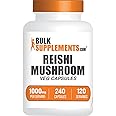 BulkSupplements Reishi Mushroom Capsules - Ganoderma Lucidum, Reishi Mushroom Extract 1000mg - Vegan, 2 Capsules per Serving, 240 Veg Capsules (Pack of 1)