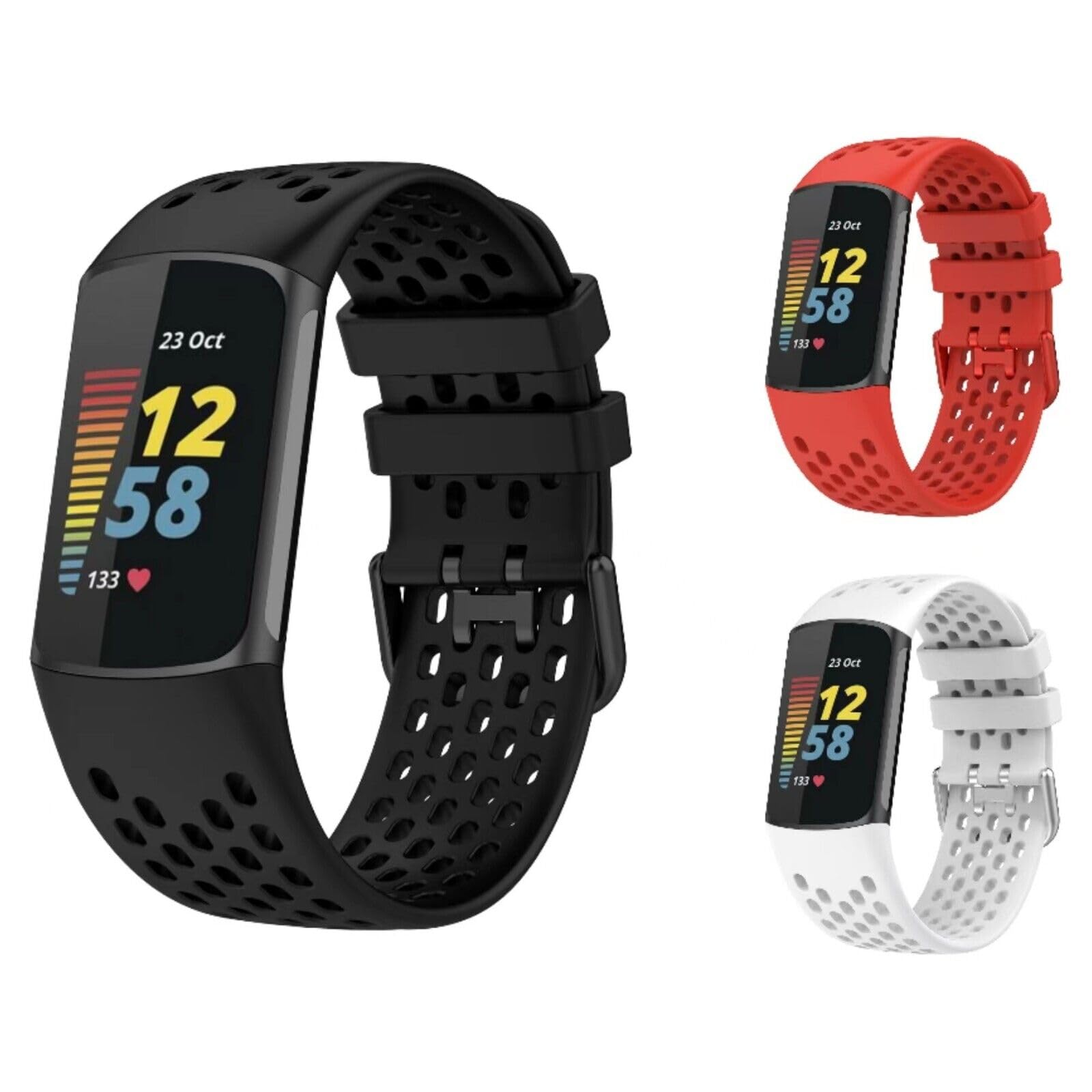 Panda Bobo Compatible with Fitbit Charge 5 Charge 6 strap Replacement Band Mesh Wristband Women Men Small large (Pack B - 3pcs)