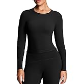 Aoxjox Women's Long Sleeve Top Classic Workout Active Crew Neck T-Shirts Regular Length Tops