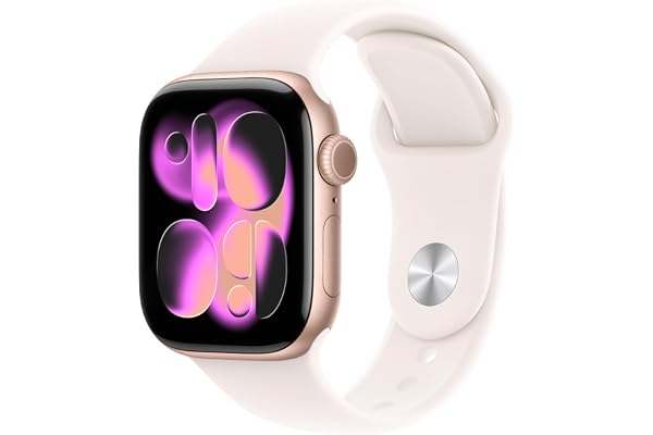Apple Watch Series 11 [GPS 42mm] Smartwatch with Rose Gold Aluminum Case with Light Blush Sport Band - S/M. Sleep Score, Fitness Tracker, Health Monitoring, Always-On Display, Water Resistant