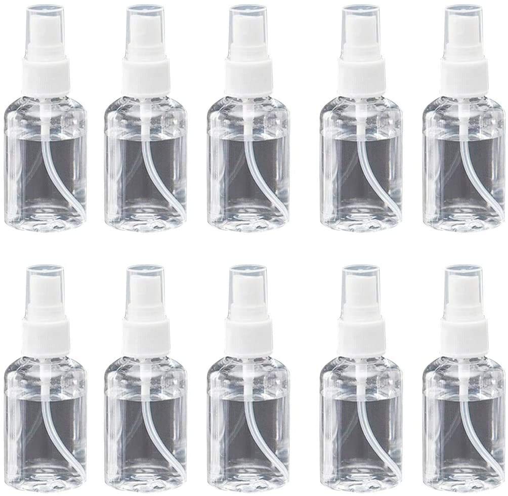 10pcs Cosmetic Plastic Atomizable Spray Empty Bottles 50ml For Makeup Perfume Hairstyling Cleaning Alcohol Travel Plants & Skin Care (50 ml, Random Color)