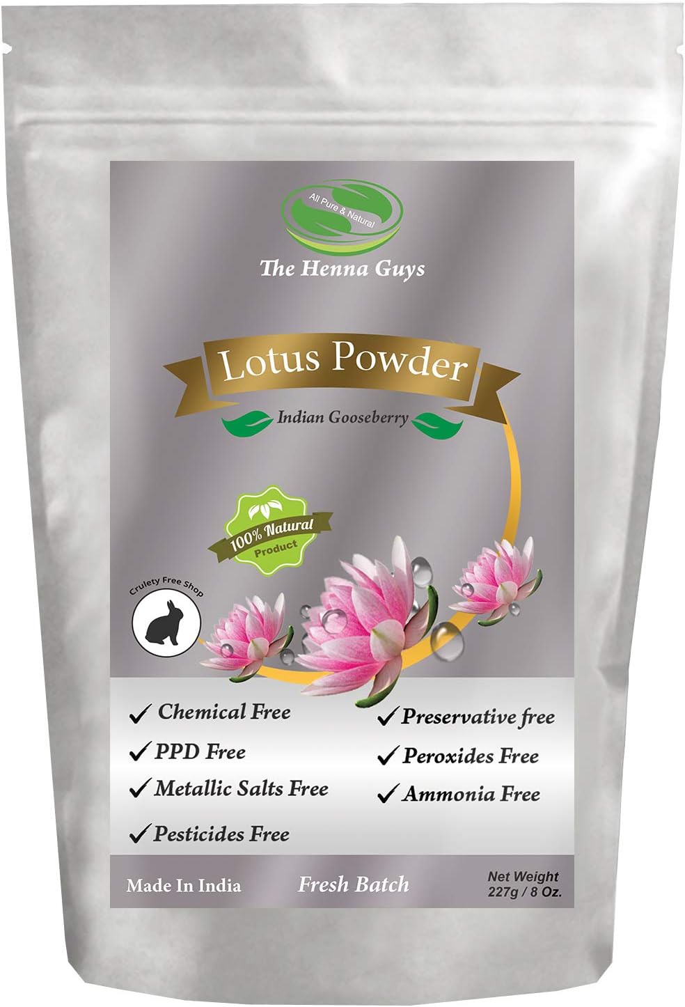 227 Grams / 0.5 LB / 08 Oz Lotus Powder/Nelumbco Nucifera, 100% Pure & natural. Food grade hair conditioning and supplements