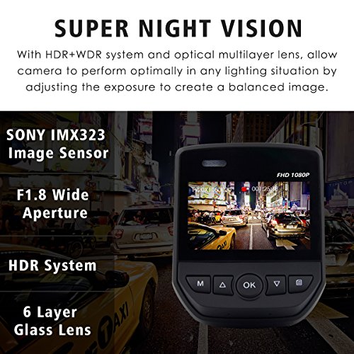 Lifechaser Dash Cam Car Camera 1080P FHD WIFI Night Vision with Sony IMX323 Sensor 150°, 2.45"LCD, Parking Mode, Time Lapse, WDR, G-Sensor, Loop Recording for Cars, Trucks
