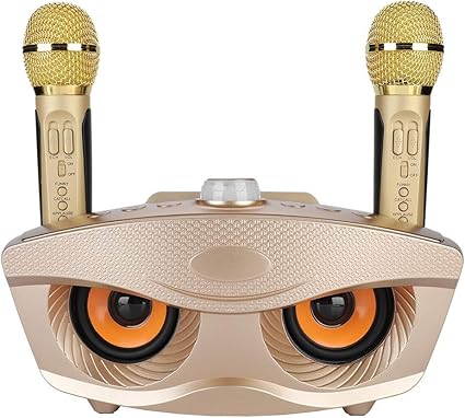 Amazon Mugast 2台セット カラオケシステム Auxメディアスピーカー かわいい Aux ワイヤレスマイク ホームktvスピーカー ゴールド Mugast スピーカーマイク