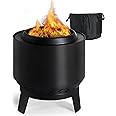 Aoxun Smokeless Fire Pits, 19 in Burning Portable Firepit with Removable Ash Pan& Waterproof Cover for Outside Wood Burning, for Patio, Camping, Backyard, BBQ