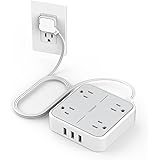 Flat Plug Surge Protector Power Strip, TESSAN 5 ft Extension Cord with 4 Outlets and 3 USB Ports, Indoor Desk Charging Statio