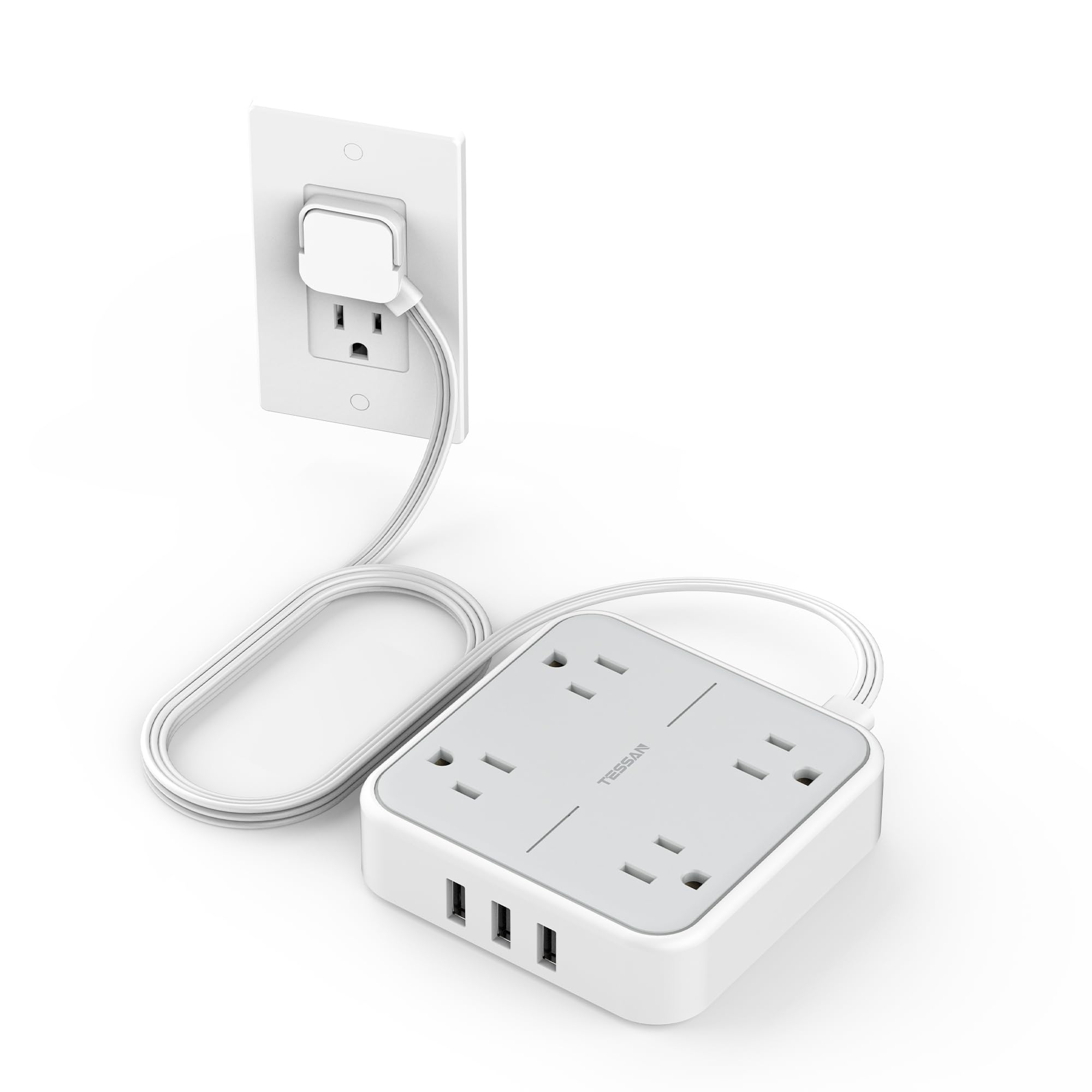 Flat Plug Surge Protector Power Strip, TESSAN 5 ft