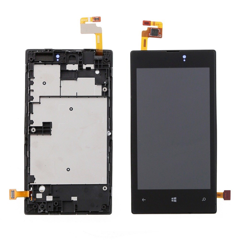 ixuan for Nokia Lumia 520 525 526 LCD Display Touch Screen Digitizer Complete Assembly with Bezel Frame Replacement Repair Part (Black)