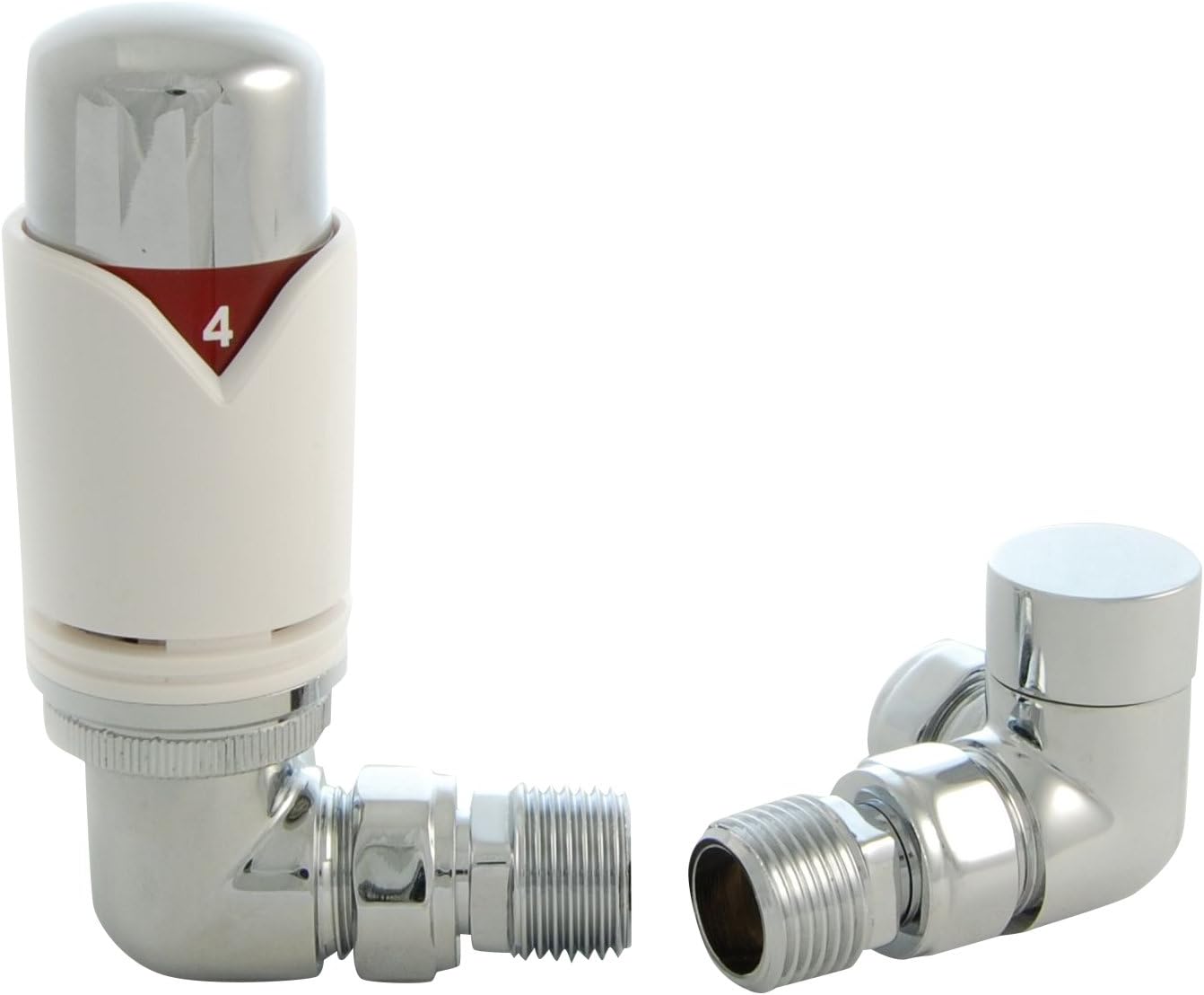 SMR Bathrooms REALM-2-CR-W Realm Modern White Thermostatic Radiator Valve (Corner TRV)