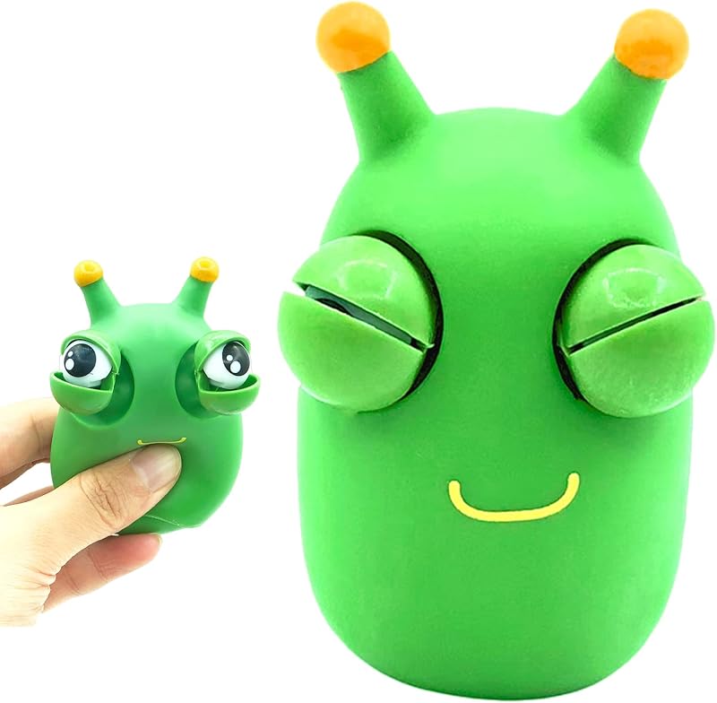 POPOYU Grass Worm Squishy Toy Popping Eyes Stress Relief Squeeze Fidget Novelty