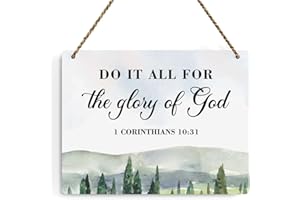 BELLOWDEER Inspirational Decor Do It All for the Glory of God 1 Corinthians 10:31 Christian Gifts Bible Verse Wall Art Scripture Wooden Hanging Sign for Modern Home Office Wall Art Decoration 10 x 8 Inches