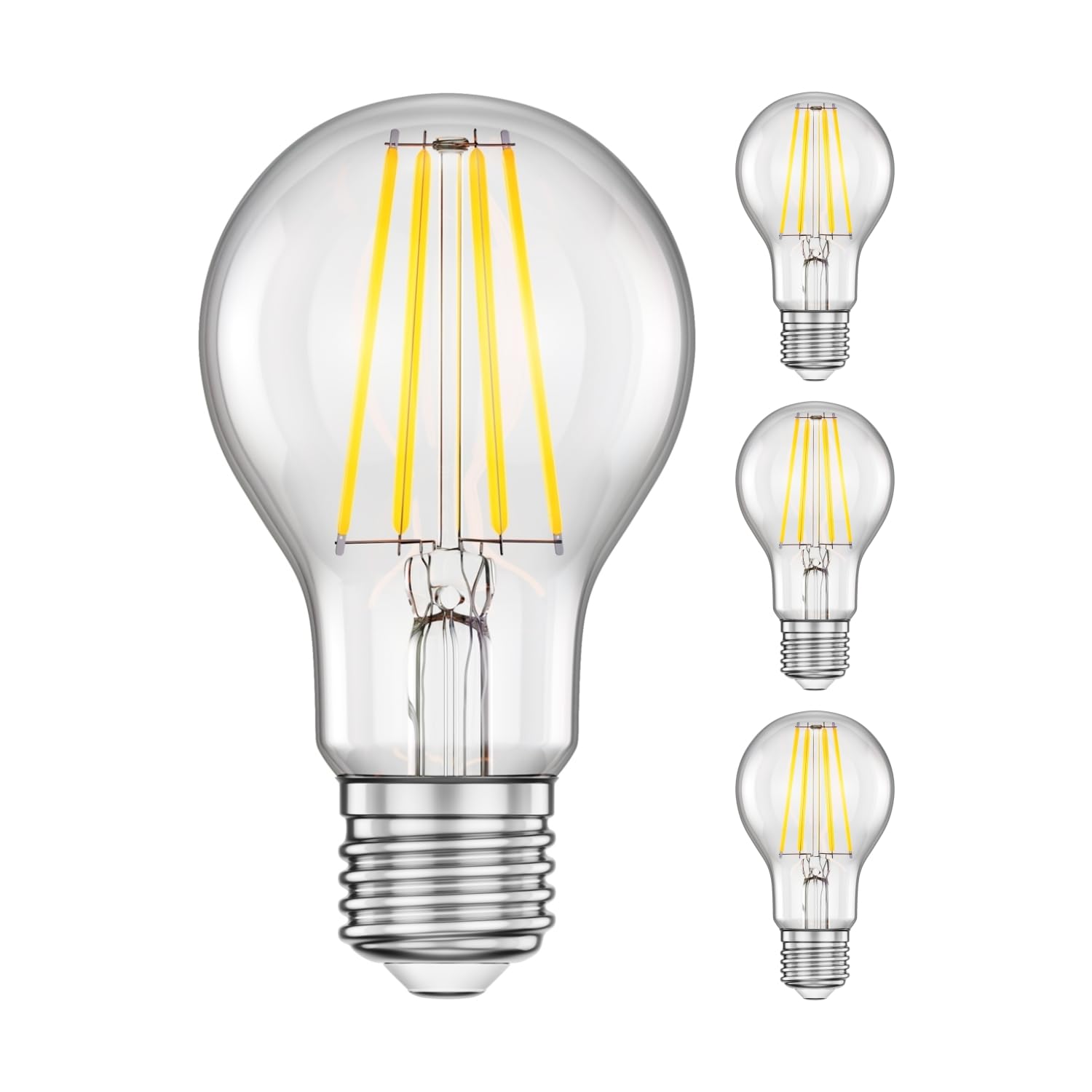 ledscom.de 4 Pieces E27 LED Bulb, A60, Warm White (2700 K), 7.1 W, 963lm, 3-Step dimmer