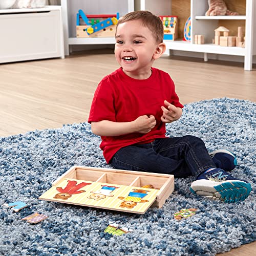 Melissa & Doug Mix 'n Match Wooden Bear Family DressUp Puzzle With