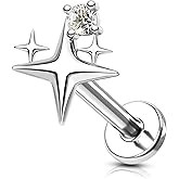 COCHARM 14K Gold Plated Cartilage Earrings Stud 925 Sterling Silver Helix Tragus Lobe Earrings Internally Thread Flat Back Piercing Jewelry Surgical Steel