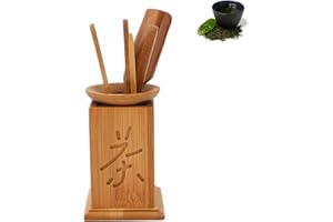 Bamboo Tea Set of 6, Chinese Gongfu Tea Set Tea Ceremony Accessories Tea Set Tea Spoon Tea Scoop Tea Clip with Tea Bucket for