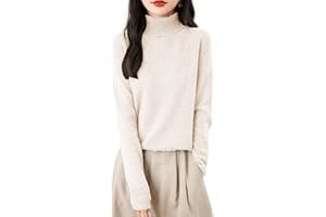 QUFECH Cashmere Sweaters for Women Long Sleeve Turtleneck Sweater Pullover Tops Soft Warm Cozy Wool Knit Sweater Clearance