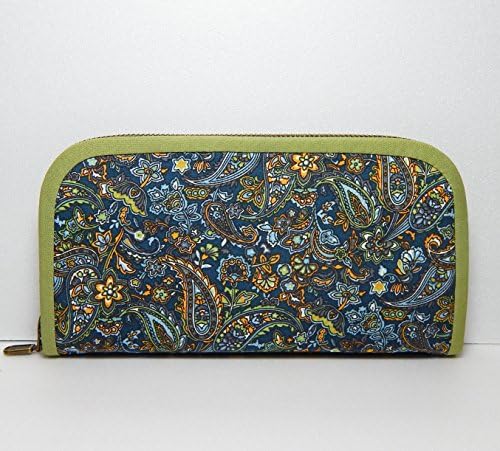 Virine long zip around cloth wallet, pouch, clutch, money organizer, cards slots, passport case, checkbook holder, women