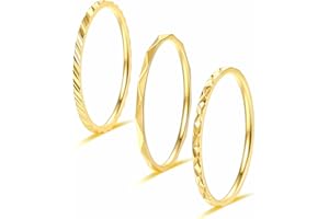 KAZITSAN 1mm 3pc Women Men Stainless Steel Rings fashion Plain Band Knuckle Stacking Midi Rings Silver/Rose Gold Wedding Band Comfort Fit