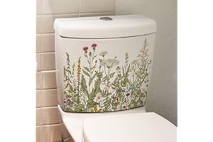TYPOGROVE Plant Leaves Flowers Toilet Seat Lid Stickers Self-Adhesive Bathroom Wall Green Leaf Floral Decals DIY Removable Waterproof Sticker for Cistern Decor Multicolor Toilet Accessories Bathroom Decals