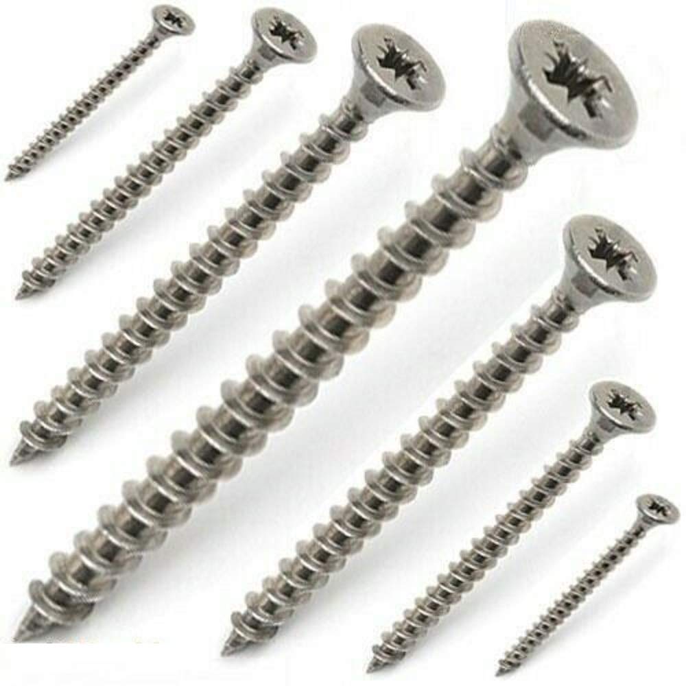 KADco® No.6 Pozi Countersunk Fully Threaded Chipboard Wood Screws A2 Stainless Steel (3mm x 20mm (20 pcs))