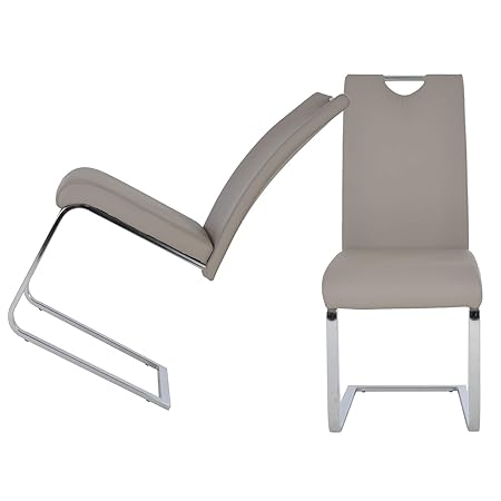 MACOShopde by MACO Möbel 2er Set Freischwinger aus Kunstleder in Cappuccino/beige - Esszimmerstühle mit verchromtem Metallges