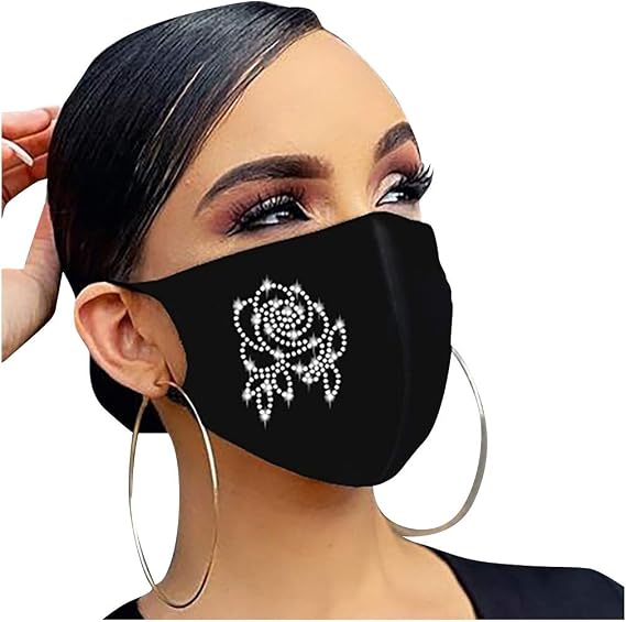 Blue Sequins Glitter Fashion Face Mask - Washable & Reusable (Women's, One Size) - View #5