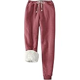 Flygo Women's Winter Warm Fleece Joggers Pants Sherpa Lined Athletic Active Sweatpants