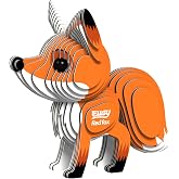EUGY Red Fox 3D Puzzle, 43 Piece Paper Craft Kit for Kids 6+ | Screen Free Build, Finishes In About 30 Minutes, Pre Cut Parts, No Scissors Needed, Fun Facts Card, Stands As Shelf Decor