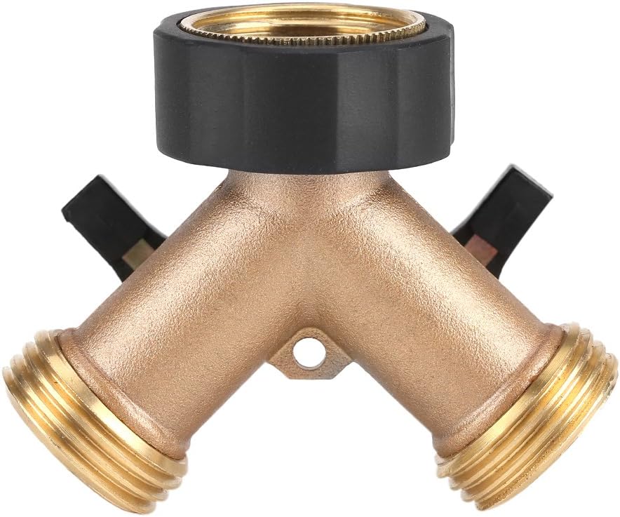 Hose Tap Connector Splitter, Brass Water Tap Adapter 2 Way Y Shape 3/4 Hose Connector for Garden Irrigation(European Standard 3/4)