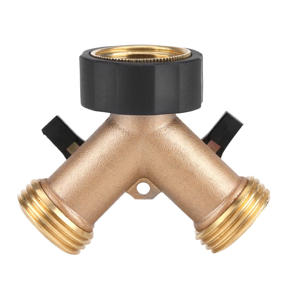 Hose Tap Connector Splitter, Brass Water Tap Adapter 2 Way Y Shape 3/4 Hose Connector for Garden Irrigation(European Standard 3/4)