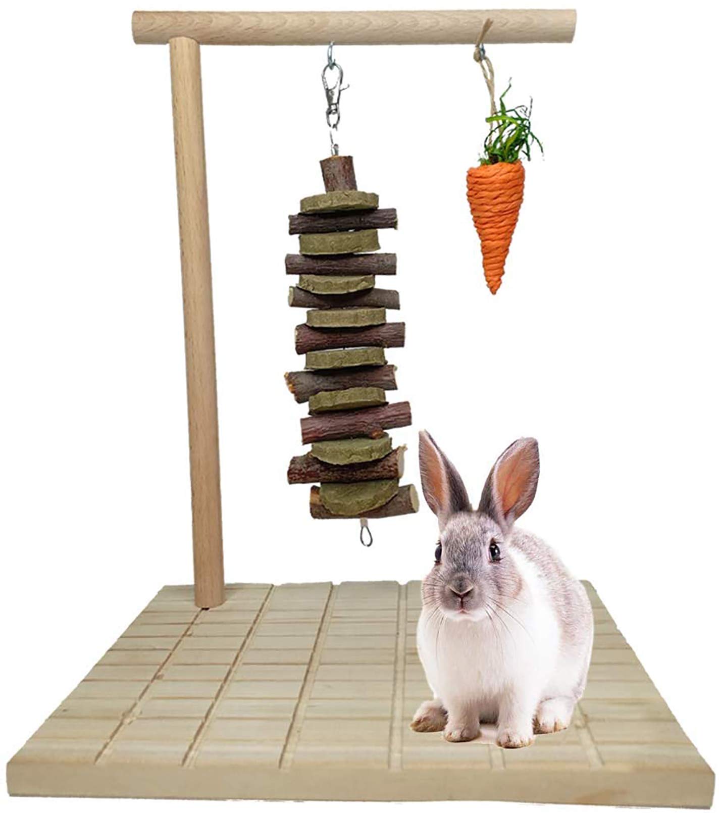 PINVNBY Bunny Chew Toy Apple Wood Sticks Natural Grass Cake Rabbit Claws Scratching Board Hamster Wooden Grinding Deck With Carrot for Chinchilla Squirrel Guinea Pigs Other Rodent 3 PCS