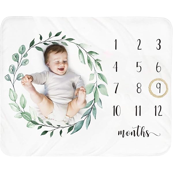 Manta Meses Bebe Manta Mensual De Hitos Para Bebé, Incluye Corona De Madera Y Clip Para Chupete, De 1 A 12 Meses, Forro Polar Extra Suave De Alta Calidad, El Mejor Accesorio