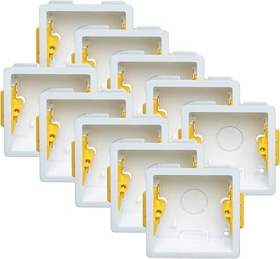 Appleby 10x 1-Gang 35mm Dry Lining Back Box Flush Switches Sockets Yellow