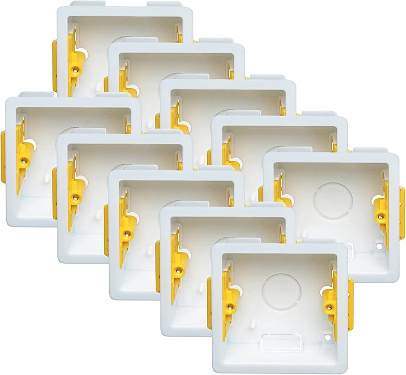 Appleby 10x 1-Gang 35mm Dry Lining Back Box Flush Switches Sockets Yellow
