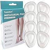 Temiart Ball of Foot Cushions Metatarsal Pads for Women Men Soft Gel Insoles Supports Forefoot Cushioning, Pain Relief Morton