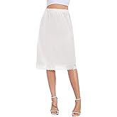 Lovasy Women Satin Half Slips Lace Long Underskirt Anti Static Under Skirt Soft Slip Dress for Skirts Dresses S-3XL