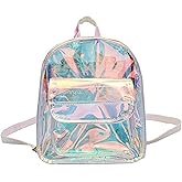 Holographic Daypack Waterproof Transparent Shoulder Bag Casual See Through Satchel for Concert Sport Travel,Silver 6#