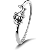 Merdia Polished Cuff Bracelet for Women Titanium Steel Rose Flower Bracelet 22.4G