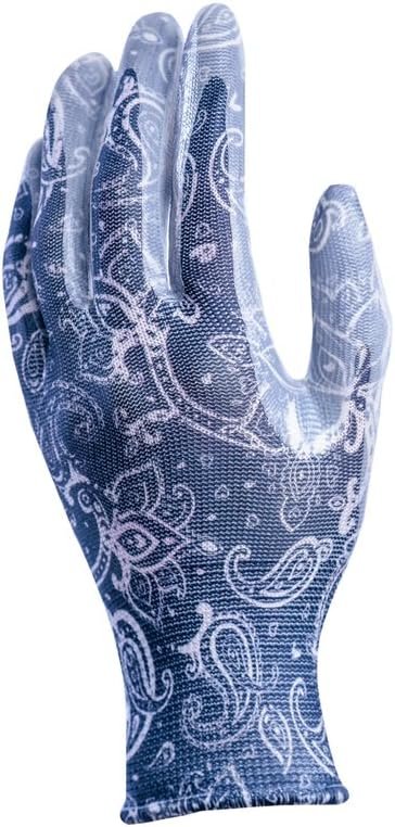 GardenGirl RRH12L "Chelsea Paisly Print" Weeding Gloves - Blue